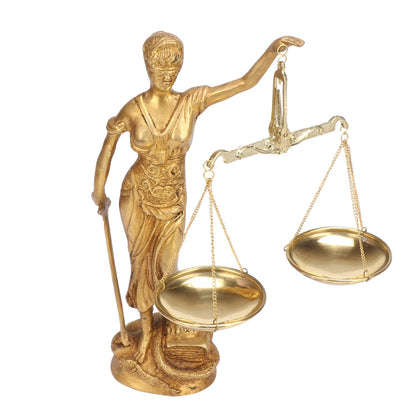 Brass Justice Lady Law and Equality Blind Folded Idol Nyay Murti For Office Home Decor Height 9.5 Inch - SvarupArt