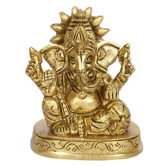 Brass Ganesh Bhagwan Idol Ganesha Statue Ganpati Murti for Home Entrance Decor Diwali Puja Gift Height 3 Inch. - SvarupArt