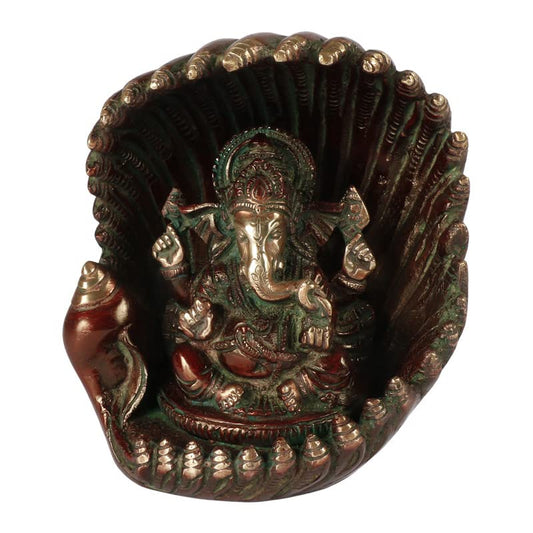 Brass Blessing Ganesha Idol In Multicolor Height 6.5 Inch Weight 1.6 Kg - SvarupArt