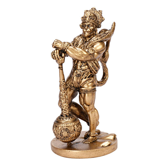 Warriors Lord Hanuman Ji Resin Murti Bajrangbali Bhagwan Sankat Mochan Statue for Pooja Home Decor Gift 5 Inch - SvarupArt