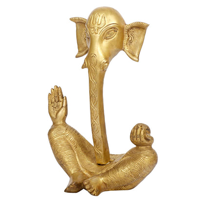 Brass Ganesh Bhagwan Idol Ganesha Statue Ganpati Murti for Puja Home Entrance Decor Diwali Gift Height 9 Inch. - SvarupArt