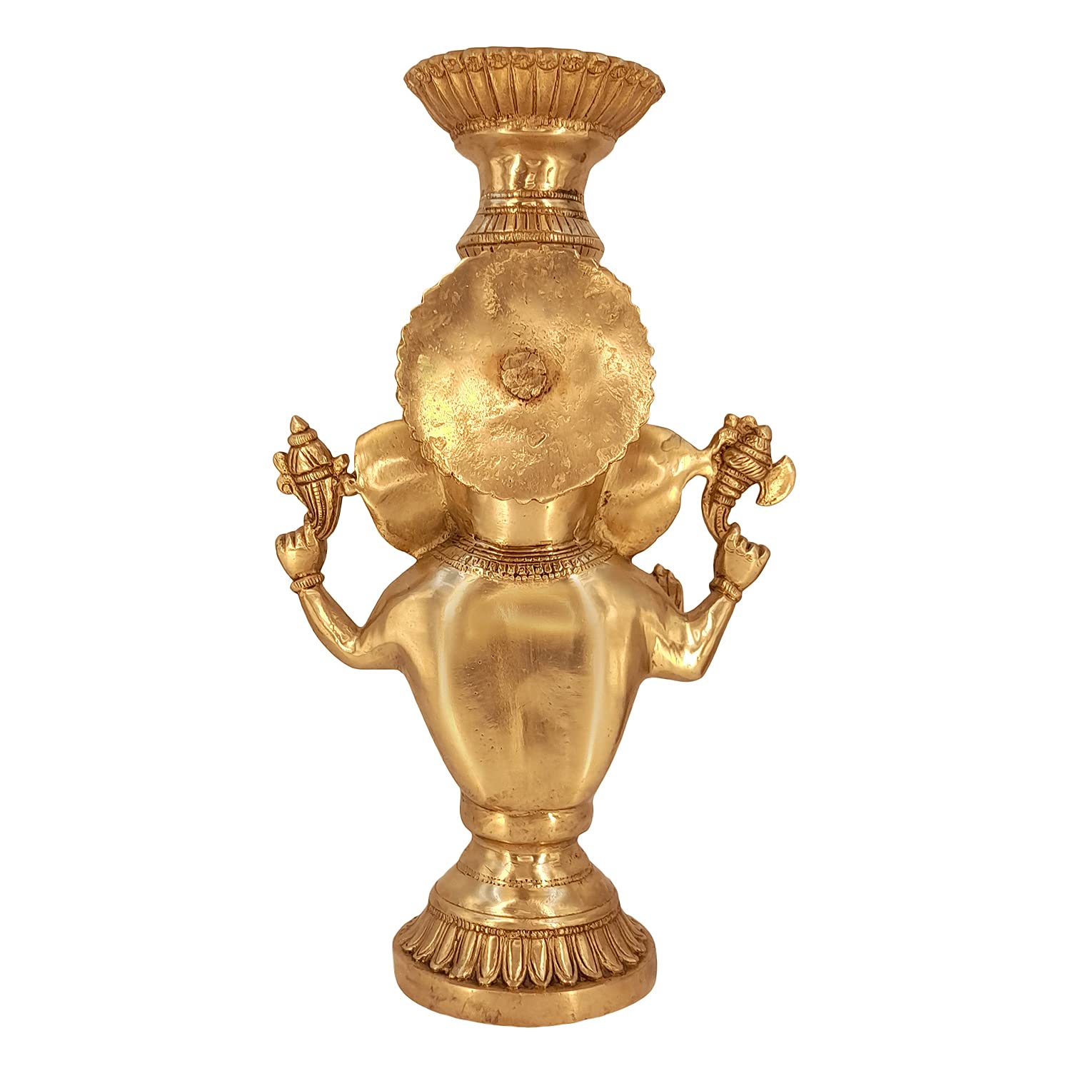 Brass Ganesha Idol for Home Decoration Ganpati Statue Murti for Gift Height 13 Inch Weight 4.1 Kg Color Gold - SvarupArt