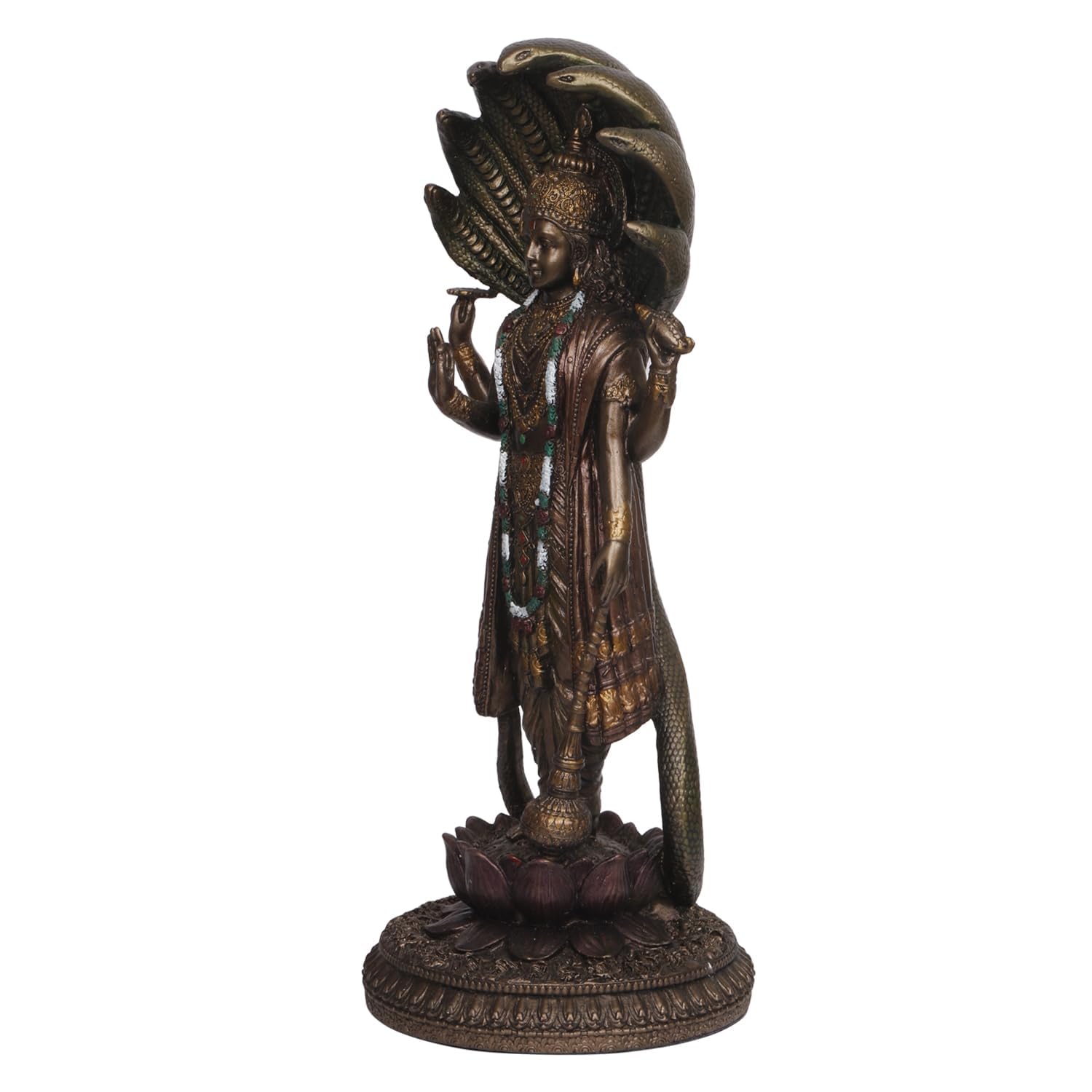 12-Inch Resin Statue Of Lord Vishnu, The Guardian Of The Universe, In A Bronze Color - SvarupArt