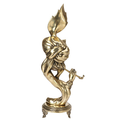 Brass Krishna Bhagwan Idol Murli Kishan Murti Playing Bansuri With Morpankh Gift for Home Mandir Decor Marriage Heigh... - SvarupArt