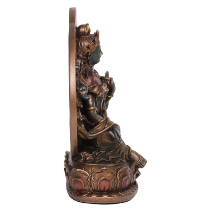Goddess Tara, In A Bronze Color And Blessing Posture, Height Of 5.5 Inches. - SvarupArt