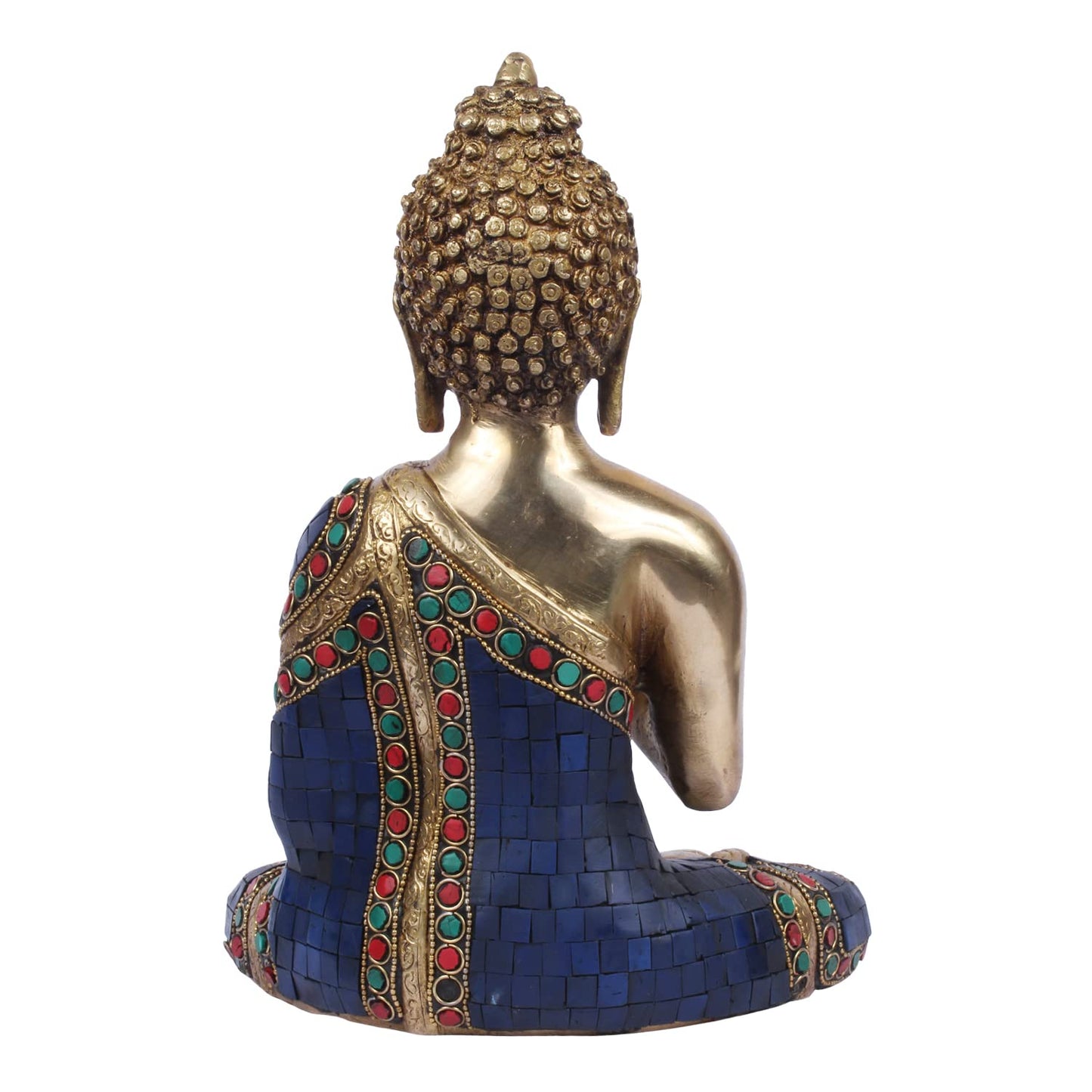 Brass Gautam Buddha Idol Statue Murti Draped in Stone Embellished Shawl for Home Decoration Blessing Buddha Height 10...