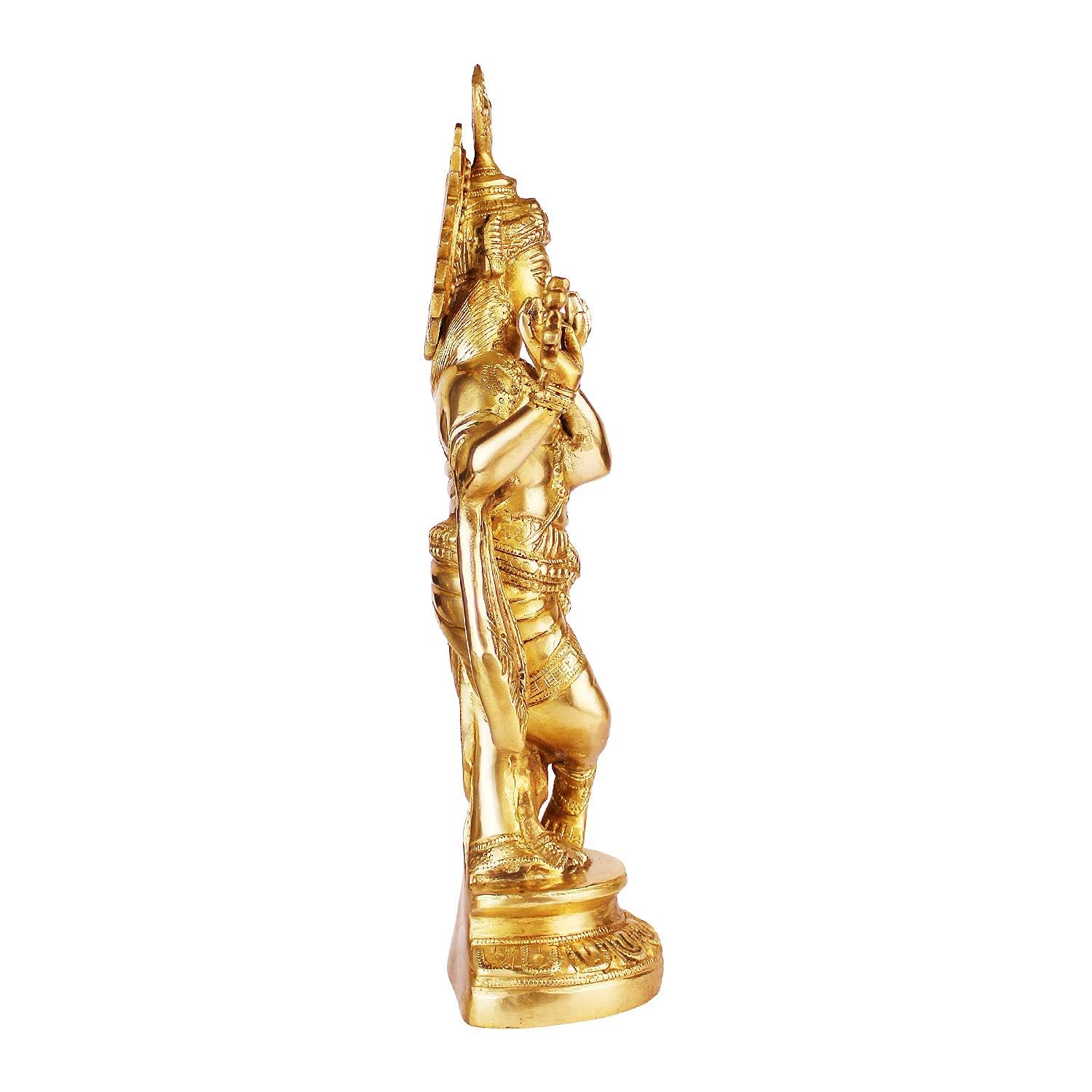 Brass Lord Murli Manohar Krishna Krishan Statue Murti Gift Home Décor Puja Temple Height 15 Inches - SvarupArt