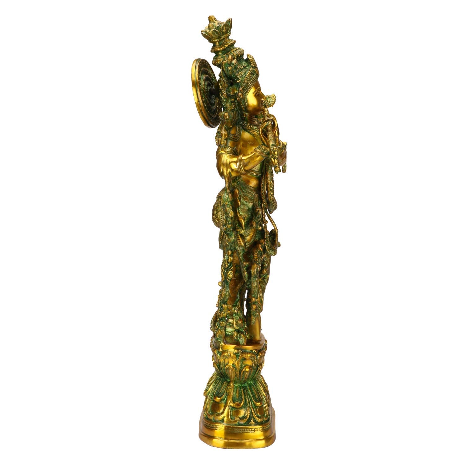 SVARUP Big Brass Radha Krishna Pair Idol Radhay Krishan Murti in Multicolor Home Decor Puja Gift Height 29 Inch - SvarupArt