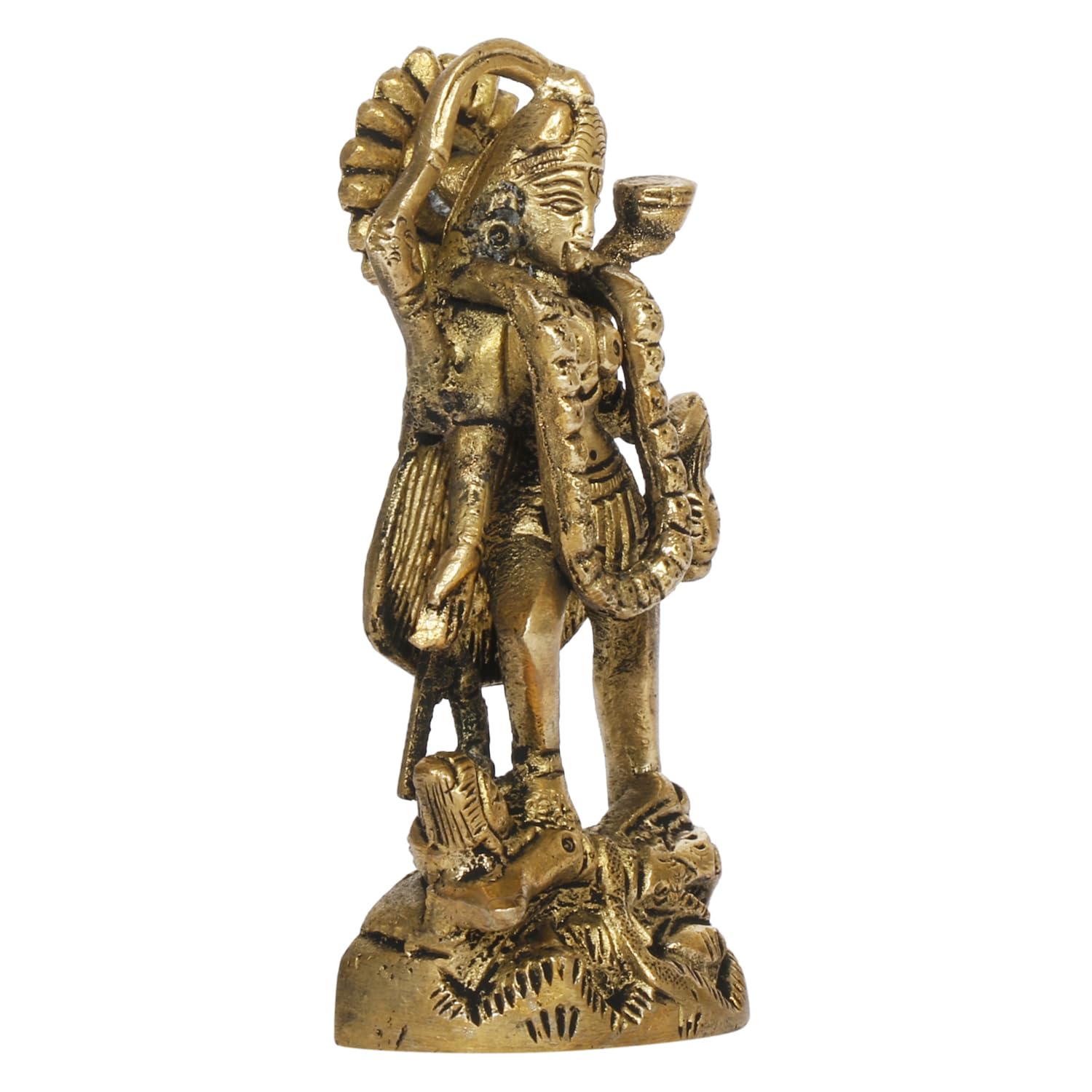 Brass Goddess Kali Maa Adi Shakti Ma Religious Statue Idol Puja Murti 4.5 Inch - SvarupArt