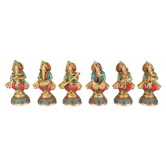 Brass Ganesha Idol for Home Decoration Ganpati Statue Murti for Gift Height 6 Inch Weight 4.6 Kg Color Multicolor - SvarupArt