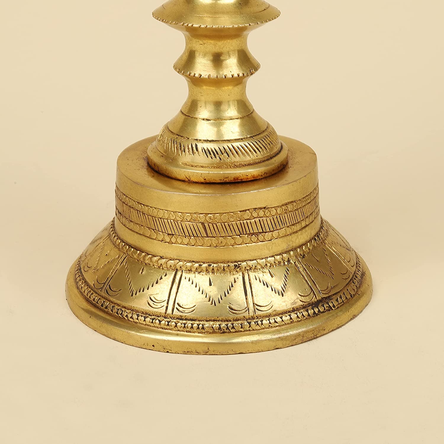 11 Inch Gold Color Brass Shankh Chakra Namah Diya Showpiece: Ideal for Home Decor - SvarupArt