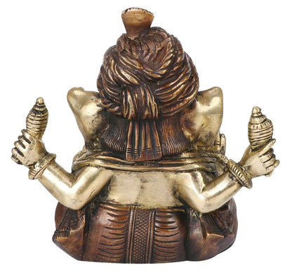 Brass Ganesha Idol for Home Decoration Ganpati Statue Murti for Gift Height 8 Inch Weight 3.8 Kg Color Brown - SvarupArt