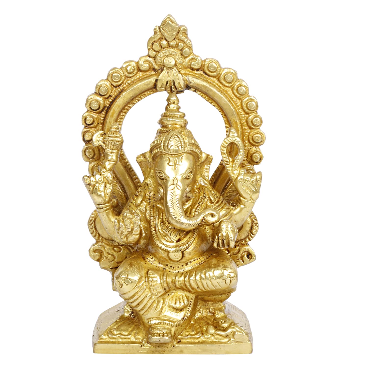Brass Sitting Ganesha Idol Ganesha Statue Ganpati Murti for Home Entrance Decor Height 6 Inch. - SvarupArt