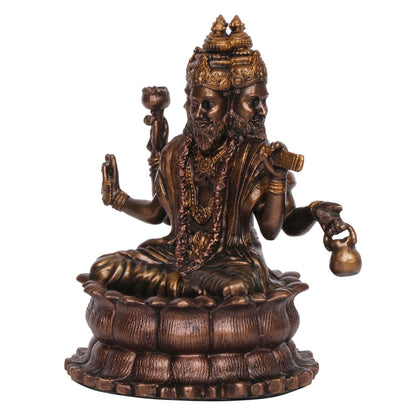 Resin Trimurti Idol, Which Depicts Brahma, Vishnu, And Mahesh, Stands At A Height Of 9 Inches. - SvarupArt