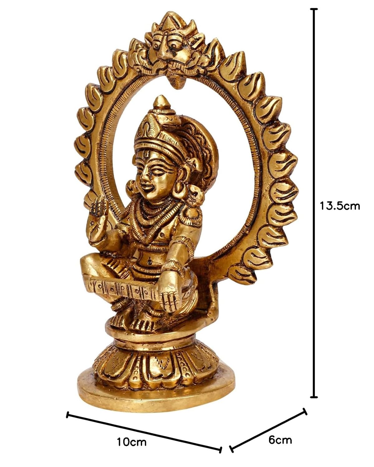 Brass Lord Ayyappan Ayyappa Sabarimala Swamy Sabarimalai Statue Idol Sculpture Blessing for Puja Decor Gift