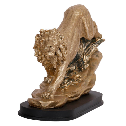 SVARUP Animal Lion Sculpture Statue Handcrafted Decorative Resin Showpiece Idol for Home & Office Decor Gold Color - SvarupArt