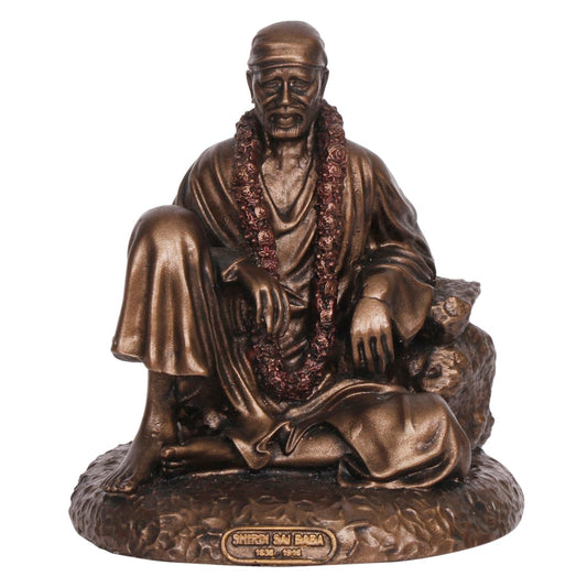 Sai Baba Idol In A Bronze Color, With A Height Of 4.5 Inches - SvarupArt