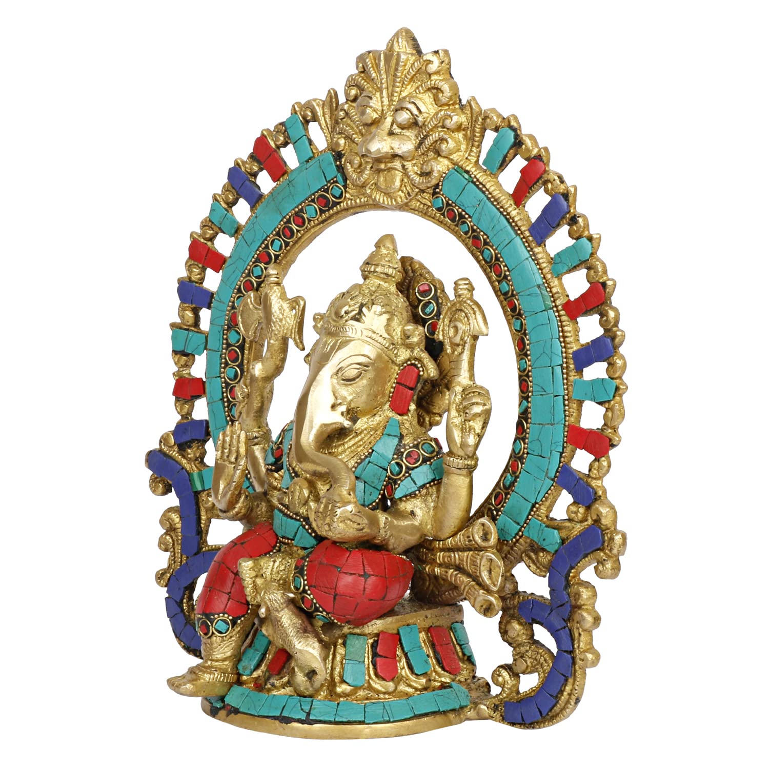 Brass Ganesh Bhagwan Idol Ganesha Statue Ganpati Murti for Home Entrance Decor Diwali Gift 8.75 Inch Weight 2.5 Kg - SvarupArt