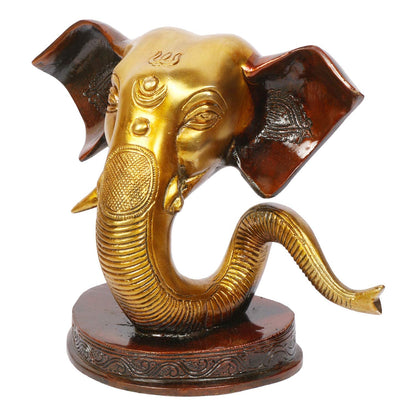 Brass Ganesha Idol for Home Decoration Ganpati Statue Murti for Gift Height 6 Inch Weight 2.6 Kg Color Brown - SvarupArt
