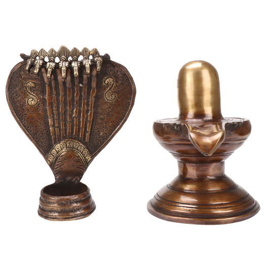 Brass Shiva Shivling with Snake Shivlingam Puja Statue God Mandir Temple Pooja Puja Home Decor Vastu Showpiece 12.5 Inch - SvarupArt