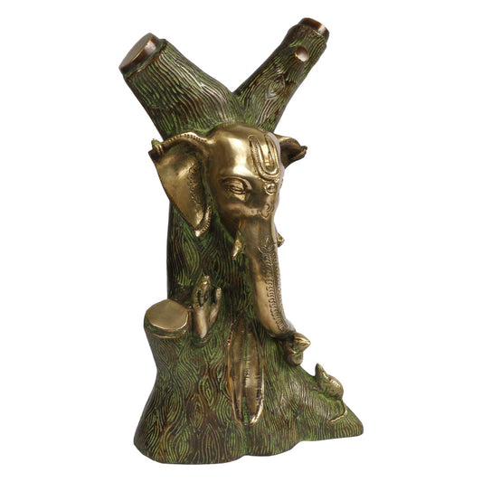 Brass Ganesha Idol for Home Decoration Ganpati Statue Murti for Gift Height 12 Inch Weight 4.9 Kg Color Bronze - SvarupArt