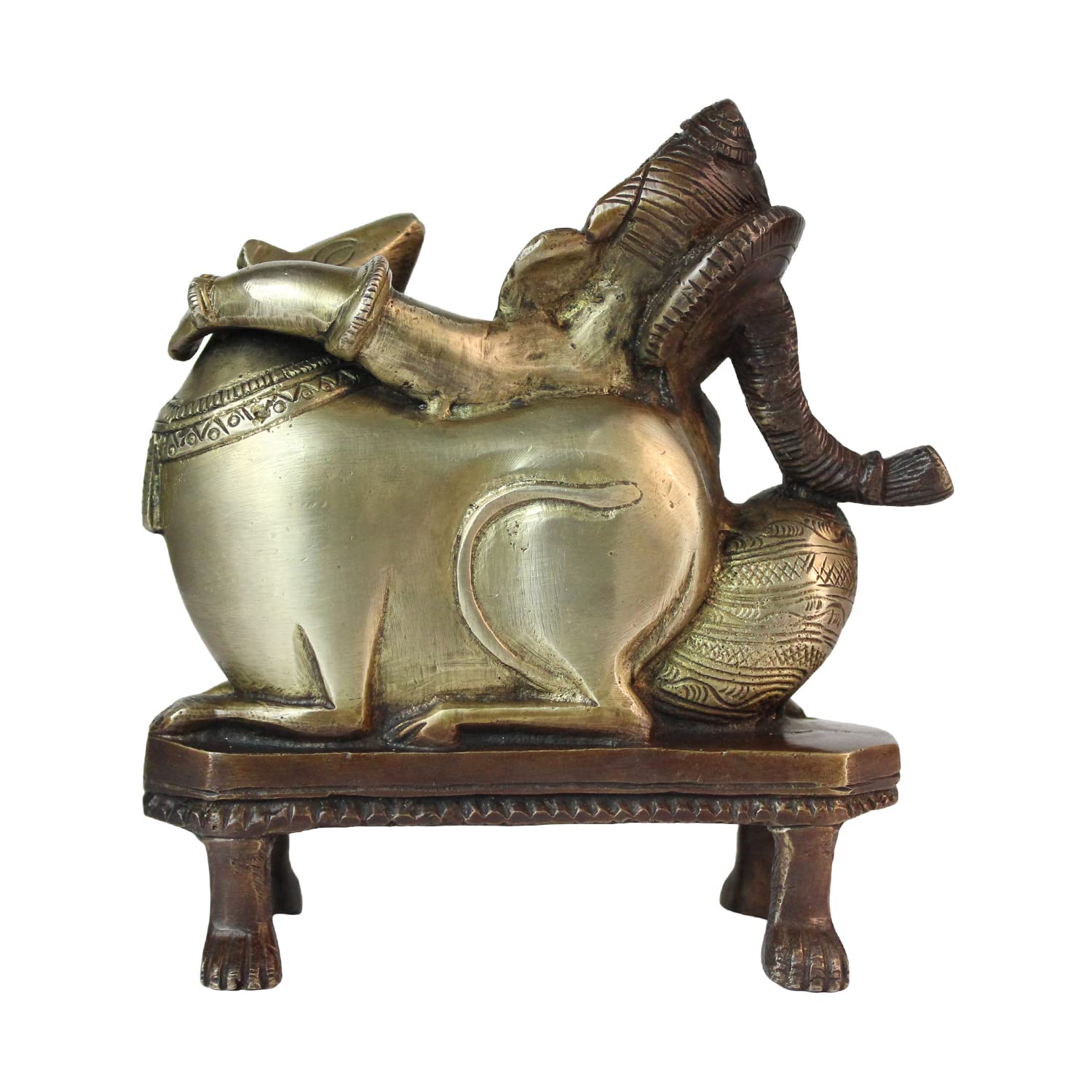 Brass Sitting Ganesha Idol In Multicolor Height 8 Inch Weight 1.6 Kg - SvarupArt