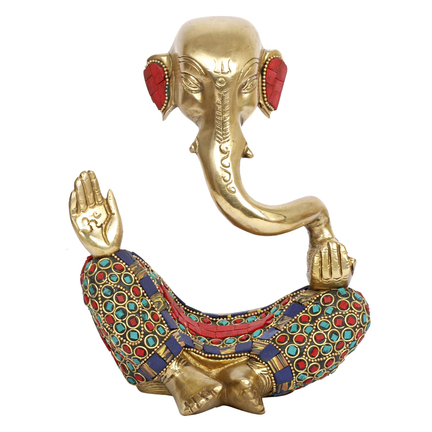 Brass Trunk Ganesha Idol Modern Art Ganesh Ganpati Murti Religious Statue for Good Luck & Success Gift Height 8 Inch. - SvarupArt