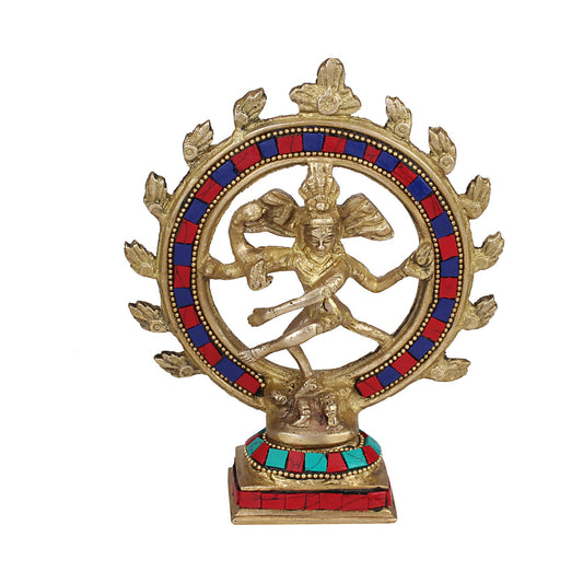 Brass Natraja Statue Idol of Lord Shiva Ji Dancing Natraj Murti for Temple Mandir Home Décor Gift 6 Inch Multicolor - SvarupArt