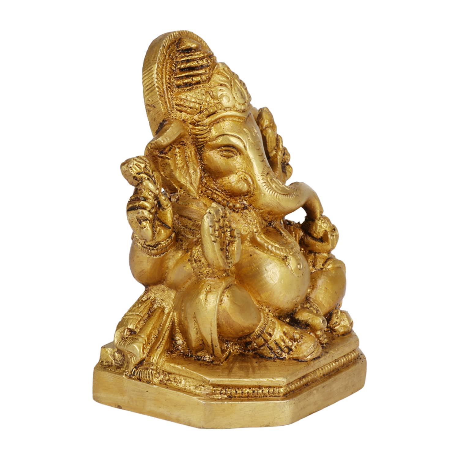 Brass Sitting Ganesha Ganesha Idol for Home Office Entrance Decor Diwali Pooja 4 Inch - SvarupArt
