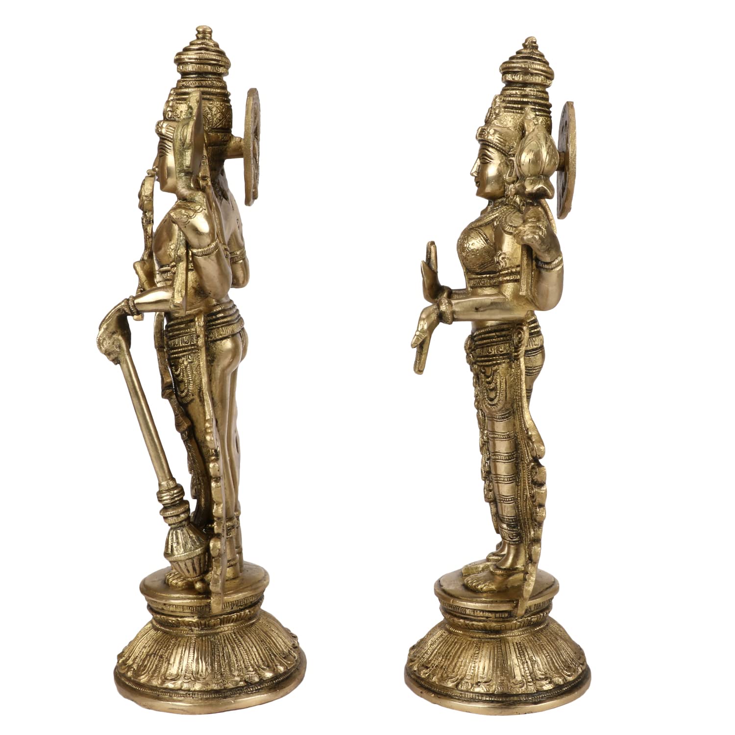 Brass Vishnu Laxmi Murti Lord Bhagwan Vishnu Narayan Lakshmi Statue Idol Murti for Home Decor Mandir Pooja Height 13 Inch - SvarupArt