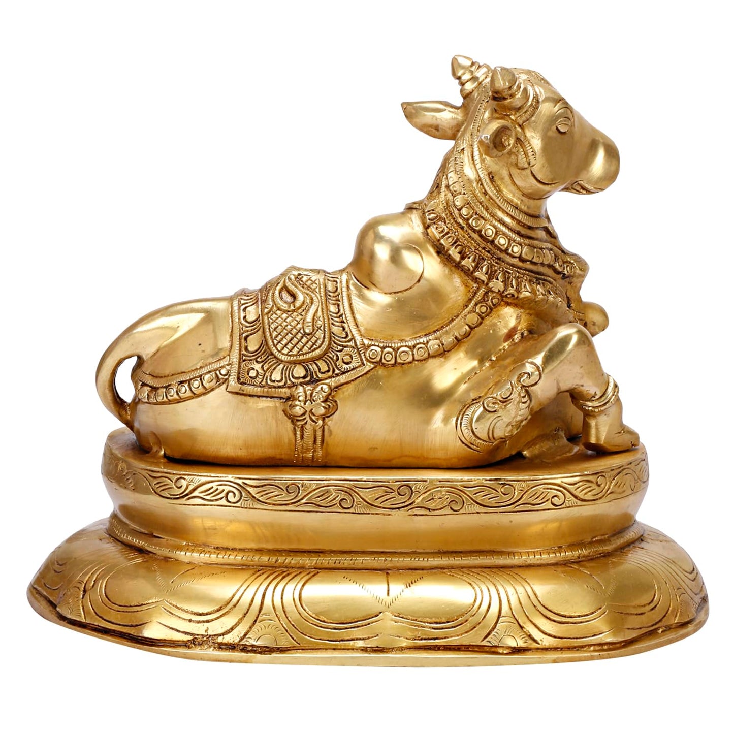 Brass Shiva Parvati Shiv Parivar Shankar Bhagwan Ganesh Family Murti Idol Statue Sculpture Gold Color Height 12 Inches - SvarupArt
