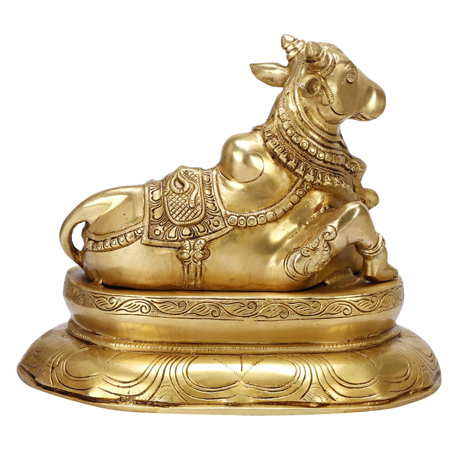 Brass Shiva Parvati Shiv Parivar Shankar Bhagwan Ganesh Family Murti Idol Statue Sculpture Gold Color Height 12 Inches - SvarupArt