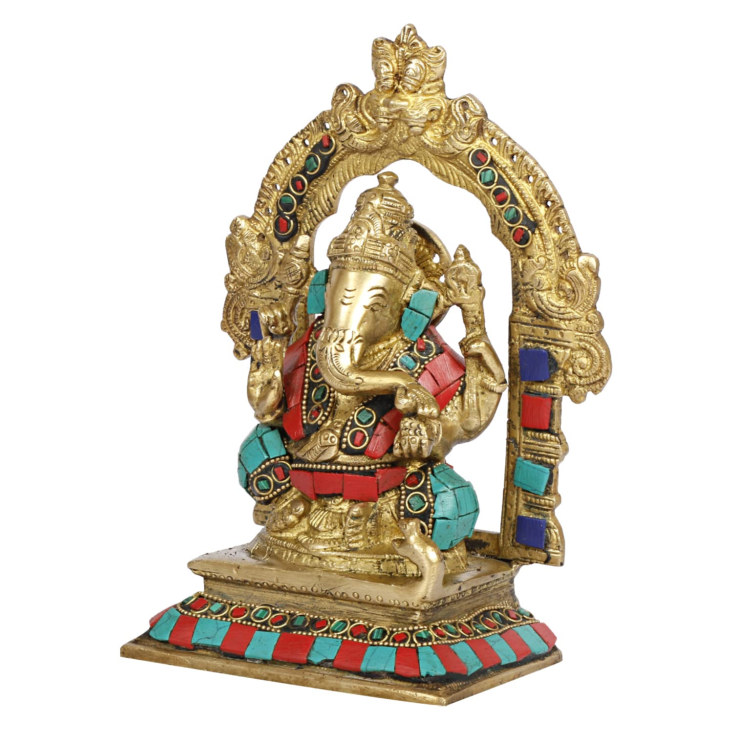 Brass Ganesh Bhagwan Idol Ganesha Statue Ganpati Murti for Home Office Temple Entrance Decor Gift Height 7 Inch. - SvarupArt