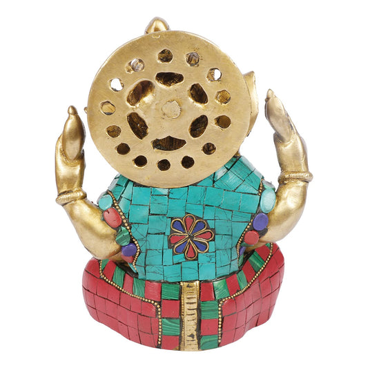 Brass Ganesha Idol for Home Decoration Ganpati Murti Statue for Gift Height 7 Inch Weight 2.2 Kg Color Multicolor - SvarupArt