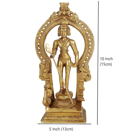 SVARUP Brass Lord Murugan Kartikeya Kumaraswamy Karthikeya with Peacock Idol Swaminatha Murti 10 Inch Gold Color - SvarupArt