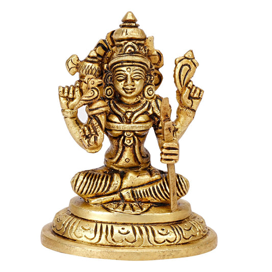 Brass Kamakshi Amman Idol Kamatchi Statue Kanchi Kamakshi Murti Kamatchi Kamakshi Gold Color Height 10 cm 1 Piece - SvarupArt