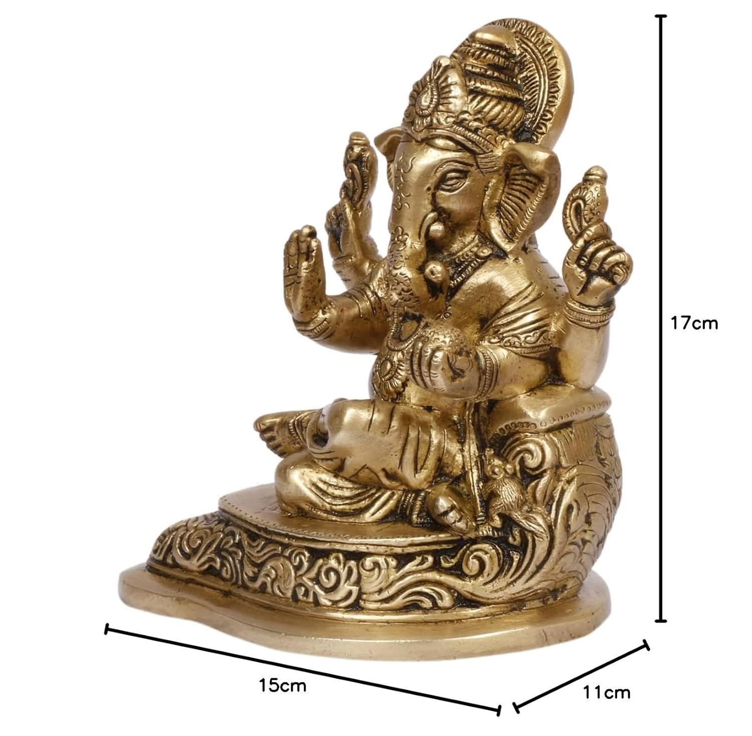 Brass Mangalkari Ganesha Statue Idol Ganesh Murti Home Decor for Puja Height 7 Inch. - SvarupArt
