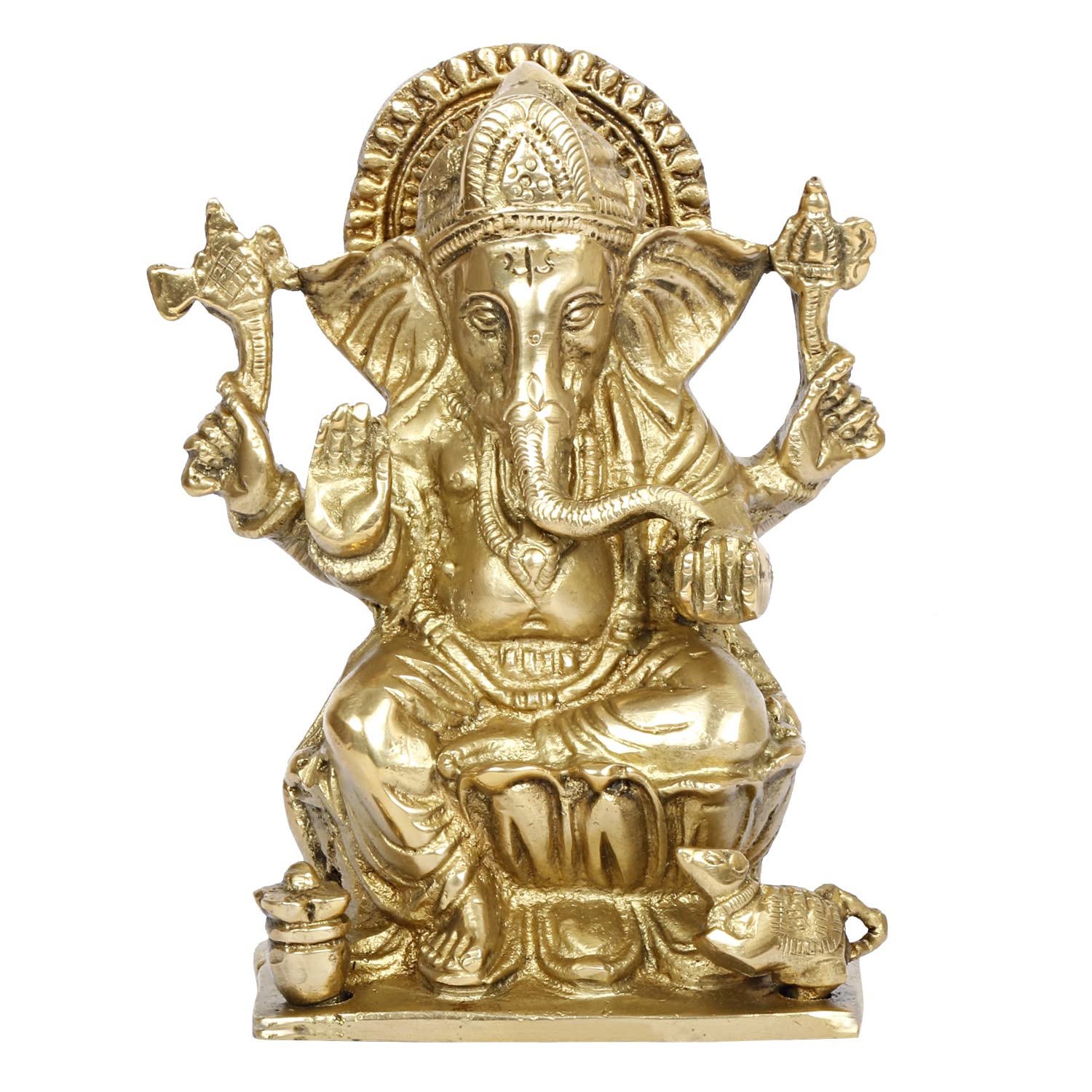 Brass Ganesh Bhagwan Idol Ganesha Statue Ganpati Murti for Home Entrance Decor Diwali Gift Height 6.25 Inch - SvarupArt