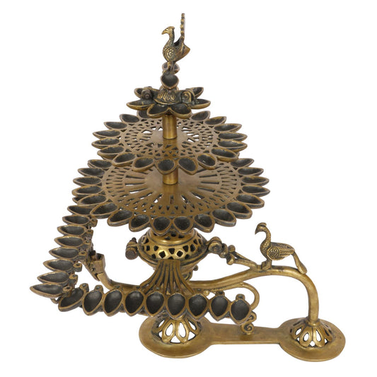 Brass Oil Lamp Diya Deepam for Temple Aarti Deepak Pooja Camphor Kapoor Kapur Burner Hand held Diia Puja Jyot - SvarupArt