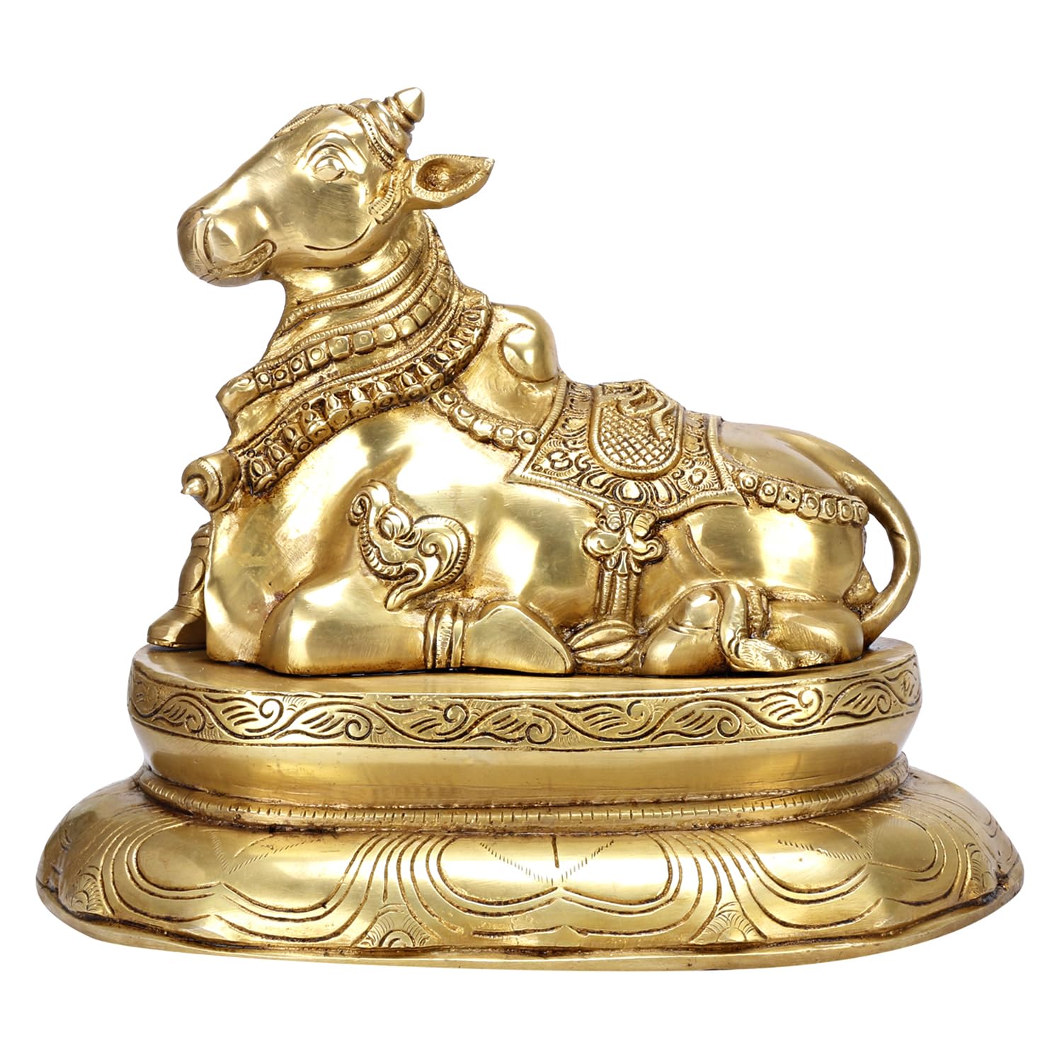 Brass Shiva Parvati Shiv Parivar Shankar Bhagwan Ganesh Family Murti Idol Statue Sculpture Gold Color Height 12 Inches - SvarupArt