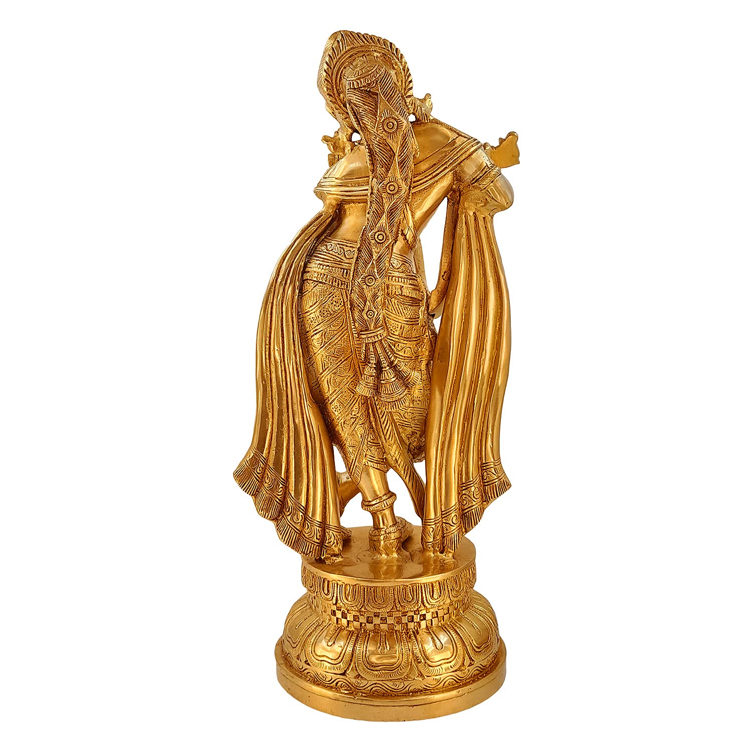 Brass Krishna Bhagwan Idol Murli Kishan Murti Playing Bansuri Gift for Home Mandir Decor Marriage Height 18 Inch Weig... - SvarupArt