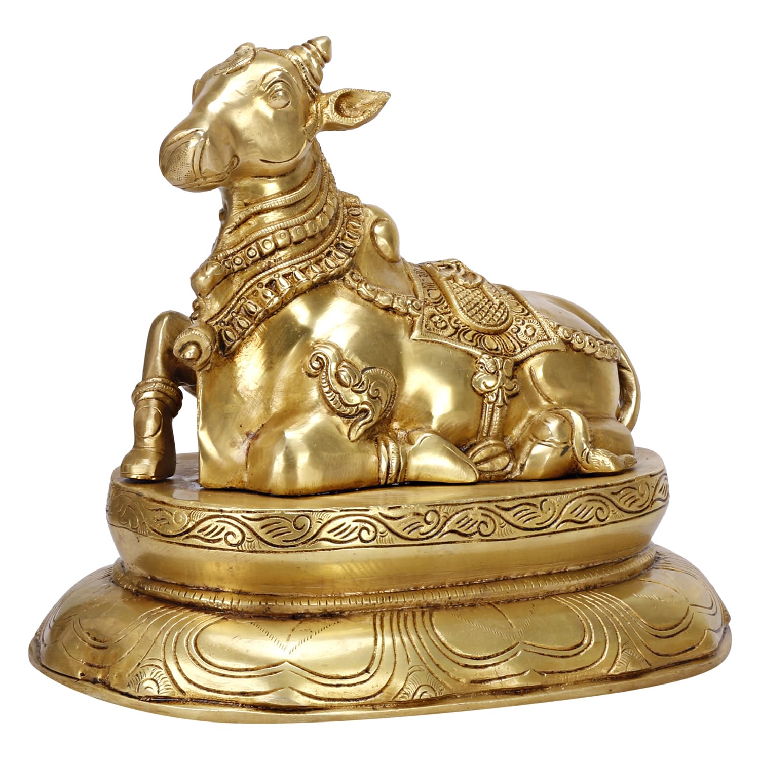 Brass Shiva Parvati Shiv Parivar Shankar Bhagwan Ganesh Family Murti Idol Statue Sculpture Gold Color Height 12 Inches - SvarupArt