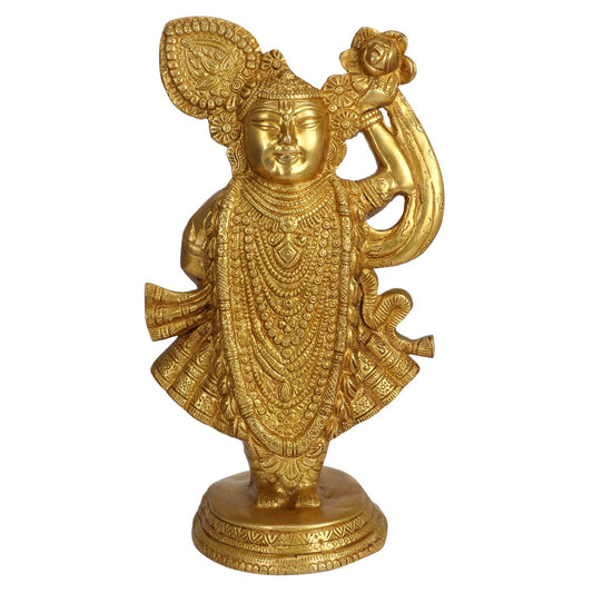 Brass Krishna Bhagwan Idol Murli Kishan Murti Playing Bansuri Gift for Home Mandir Decor Marriage Height 12.5 Inch We... - SvarupArt