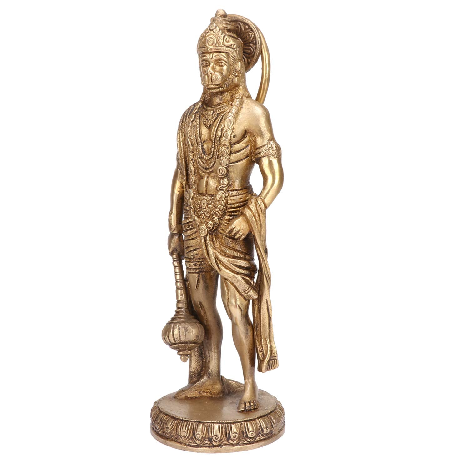 Brass Hanuman Ji Murti Lord Balaji Bajrangbali Bahubali Sankat Mochan Bhagwan Idol Multicolor Height 10 Inches - SvarupArt