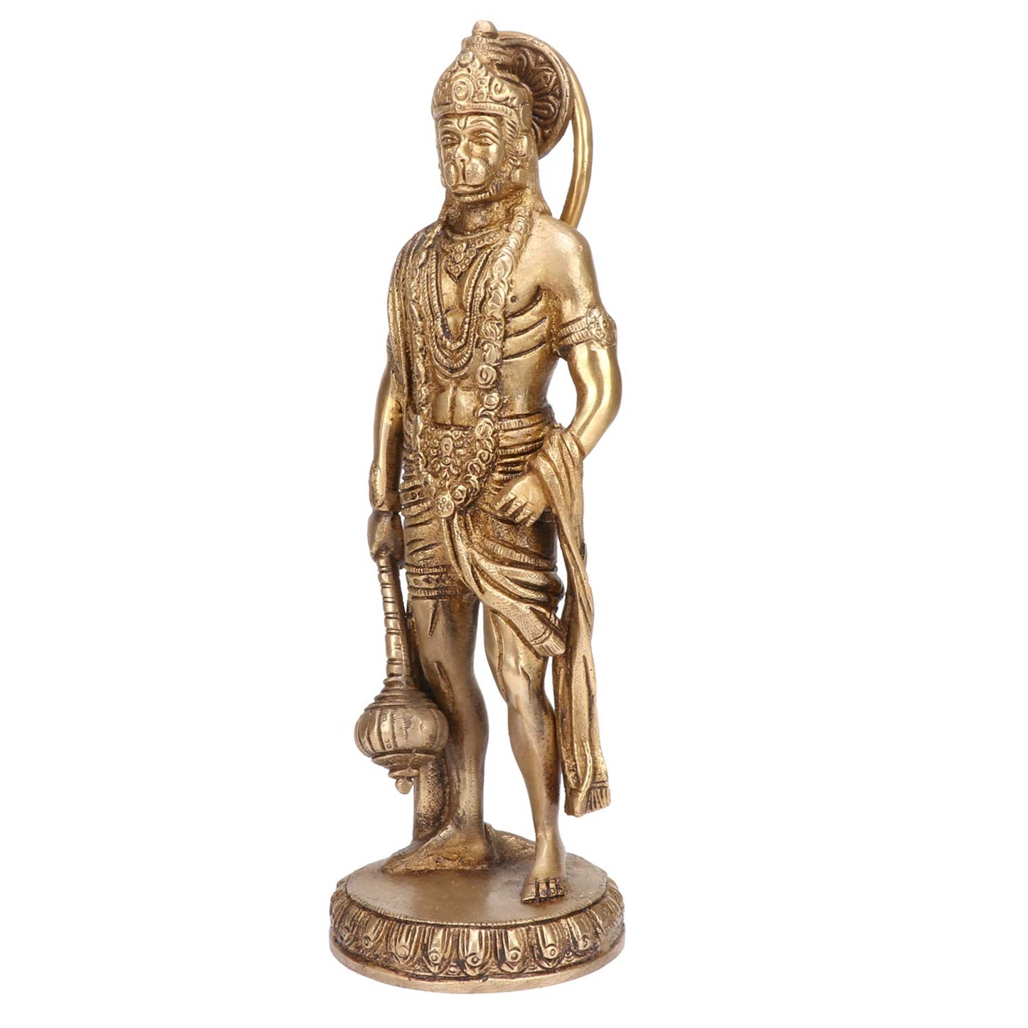 Brass Hanuman Ji Murti Lord Balaji Bajrangbali Bahubali Sankat Mochan Bhagwan Idol Multicolor Height 10 Inches - SvarupArt