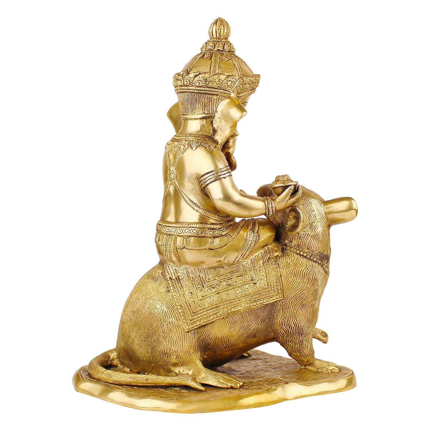 Brass Ganesha Idol for Home Decoration Ganpati Statue Murti for Gift Height 14 Inch Weight 9.2 Kg Color Gold - SvarupArt