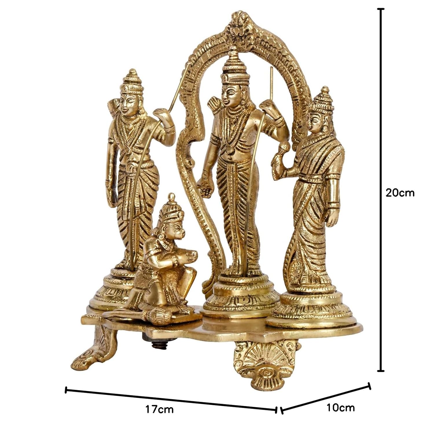 Brass Lord Rama Family Ram Darbar Ram, Sita, Laxman, Hanuman for Home Office Pooja Decor Gift Decor (Height 8 Inches) - SvarupArt
