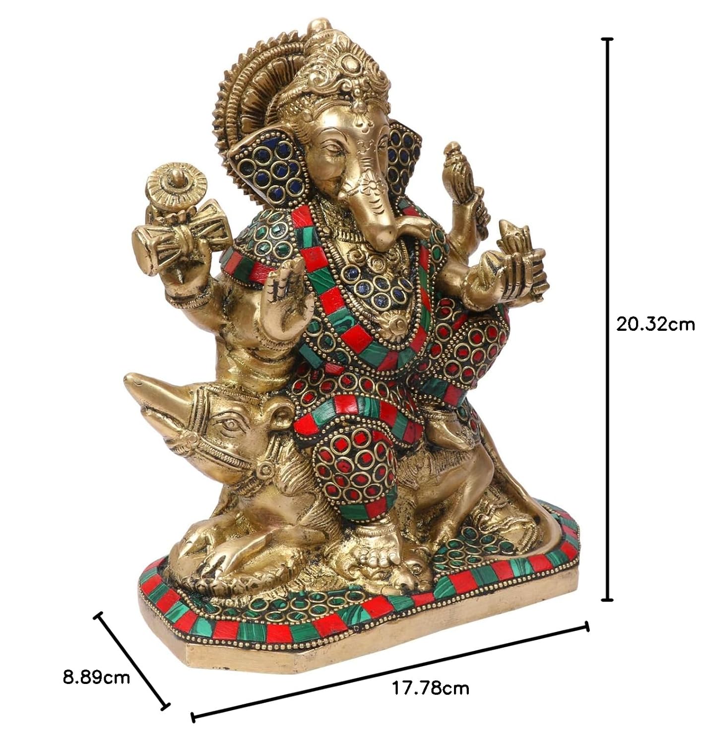 Brass Ganesha Idol for Home Decoration Ganpati Statue Murti for Gift Height 8 Inch Weight 2.7 Kg Color Brown - SvarupArt