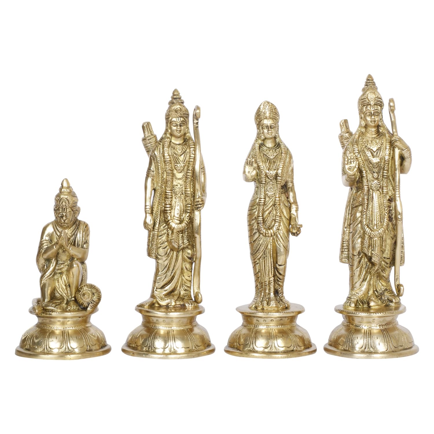 Brass Lord Rama Family Ram Darbar Ram, Sita, Laxman, Hanuman for Home Office Pooja Decor Gift Decor - SvarupArt