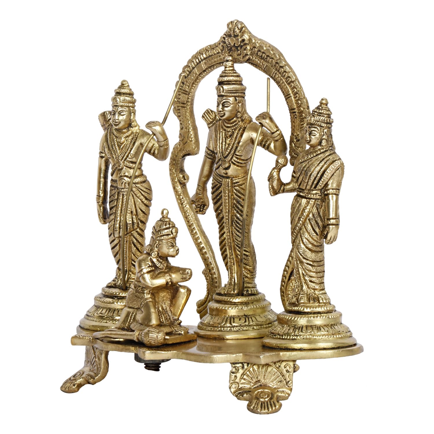 Brass Lord Rama Family Ram Darbar Ram, Sita, Laxman, Hanuman for Home Office Pooja Decor Gift Decor (Height 8 Inches) - SvarupArt